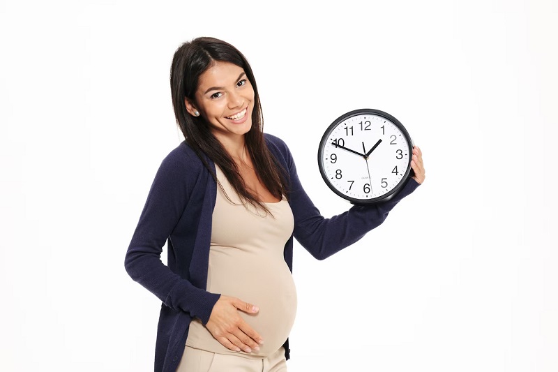 joyful pregnant woman waiting for her baby