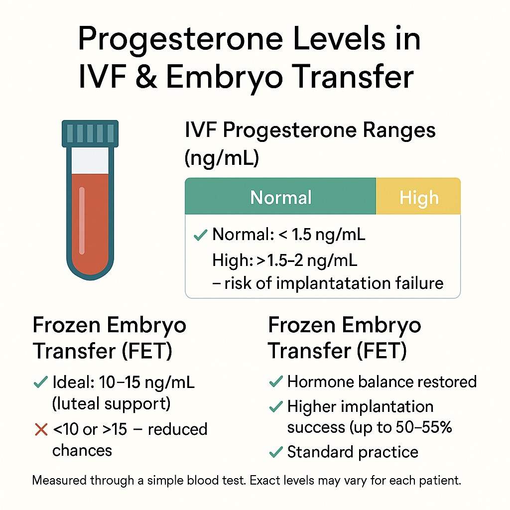 Progesterone levels in FET and IVF